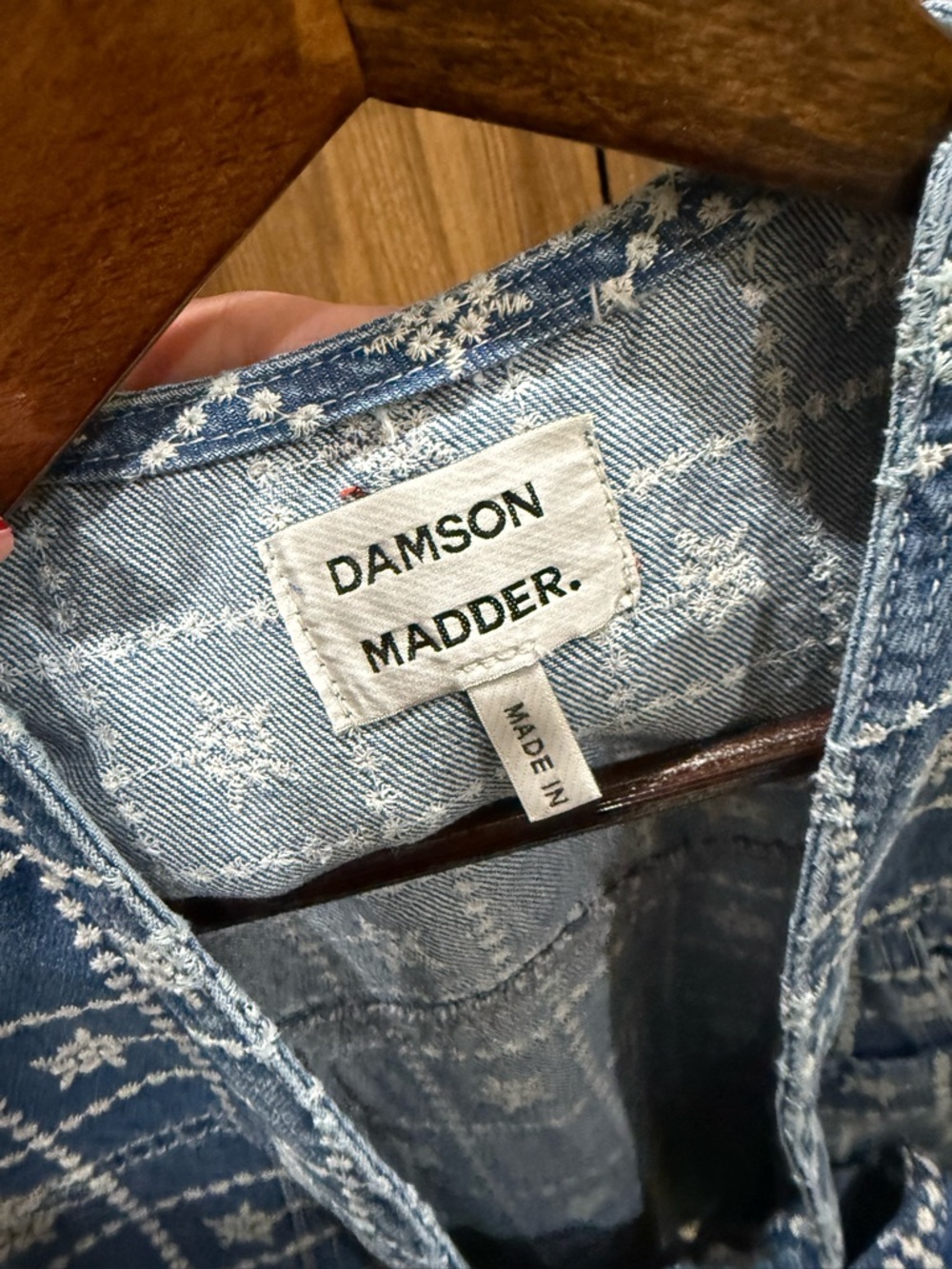 Damsom Madder Embroidered Tie-Front Denim Vest - Picture 7 of 8